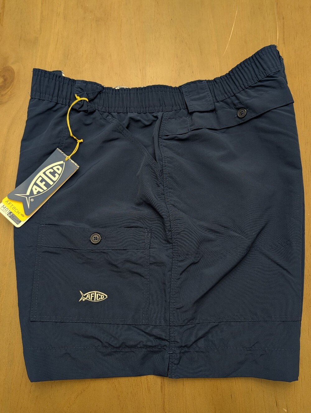AFTCO The Original Fishing Short Navy Elastic Waistband w Pocket Logo NWT sz 40